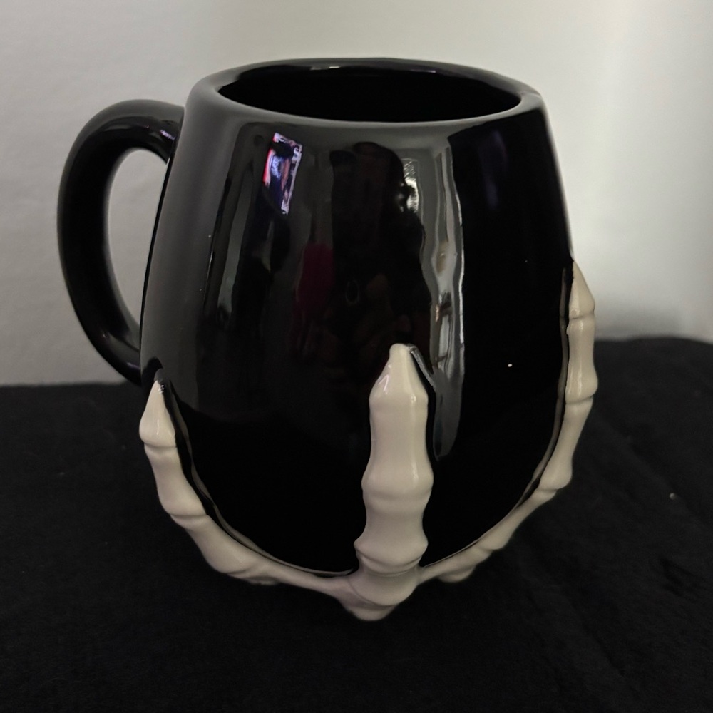 Source Unknown Black Skeleton Hand Mug